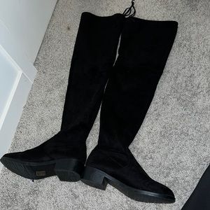 Lace-Up Back Over the Knee Boots Black